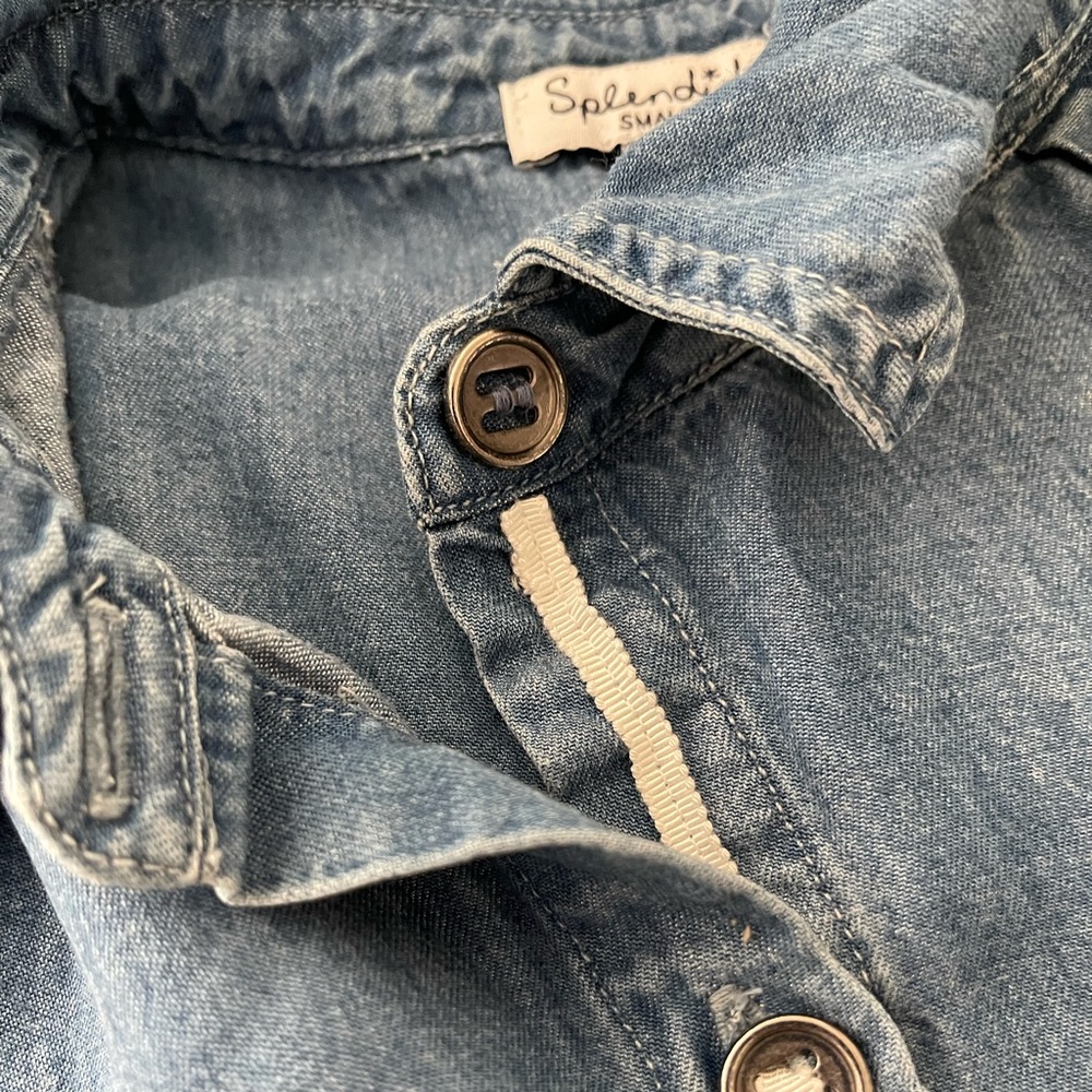 Splendid Chambray Button Down Tank In Medium Wash - image 6